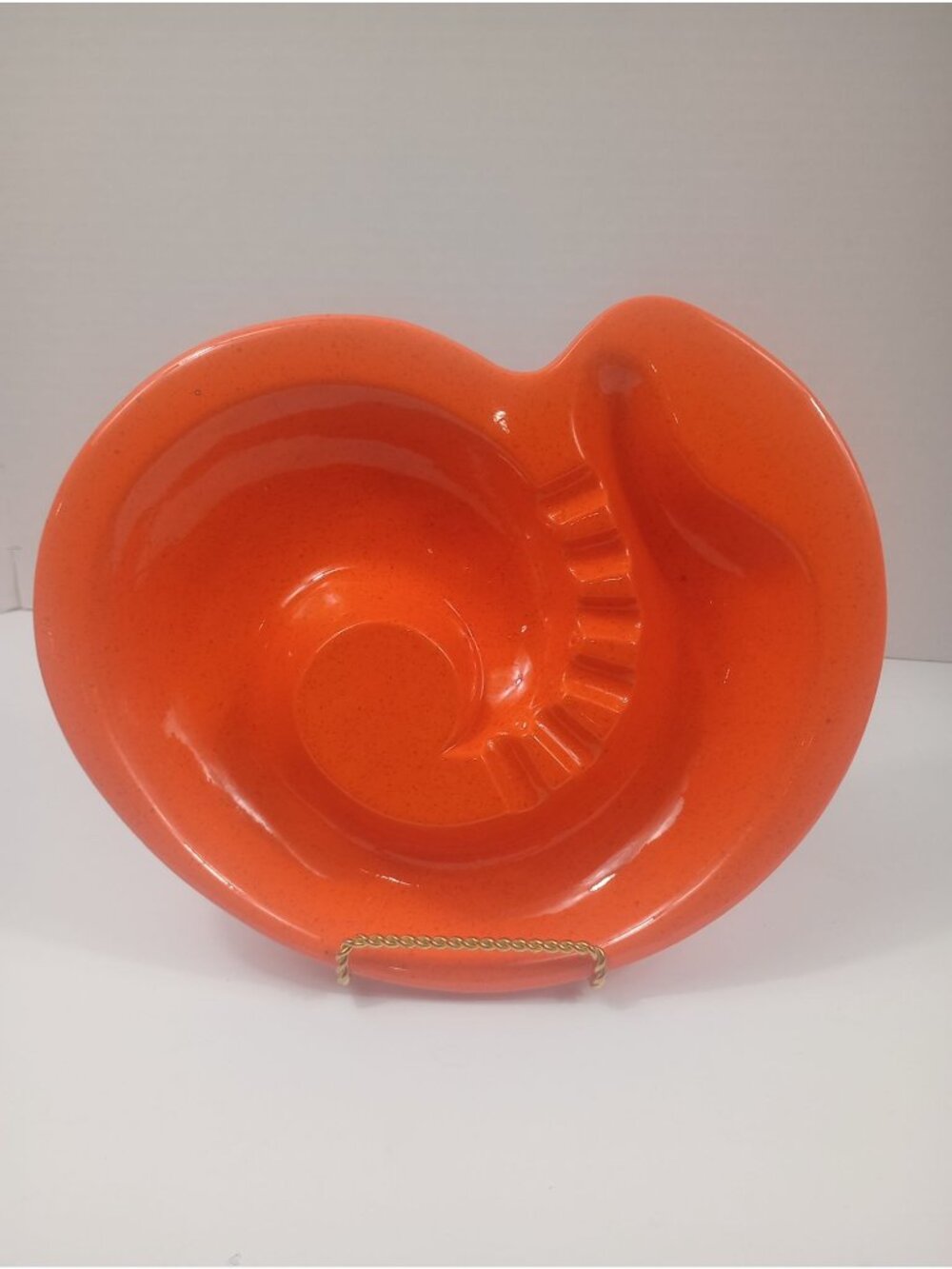 Vintage Retro Atomic Mid Century Orange Ceramic Ashtray